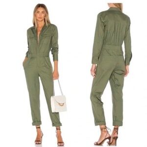 Tularosa Green Long Sleeve Zip Front Collared Utilitarian Jumpsuit XS/Small